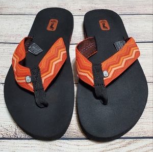 Teva Mush Flip Flips Orange Striped Slip On Comfort Thongs women's 9 Style 6119